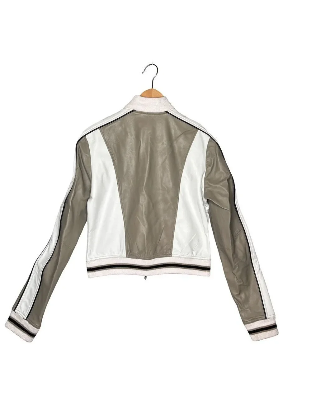 Jakett NYC Two-Tone Kali Track Leather Bomber Jacket Small - Picture 4 of 9